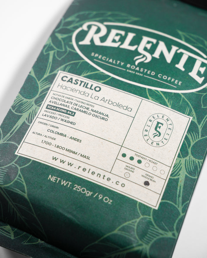 Foto detalle del empaque relente cafe de colombia