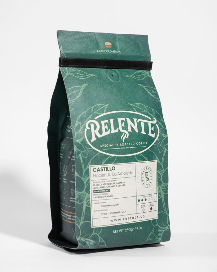 Foto producto frontal de cafe de especialidad relente