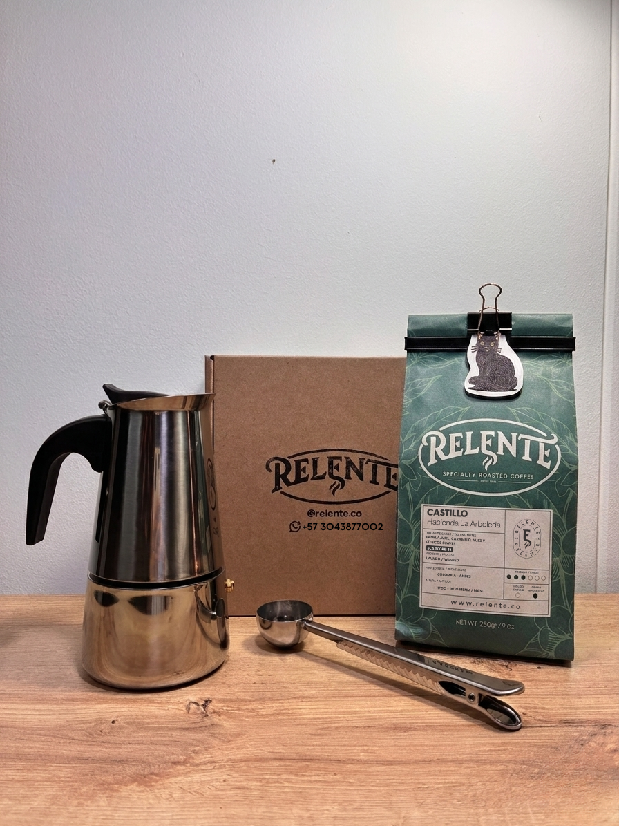 Moka italiana cuchara medidora cafe de especialidad en combo